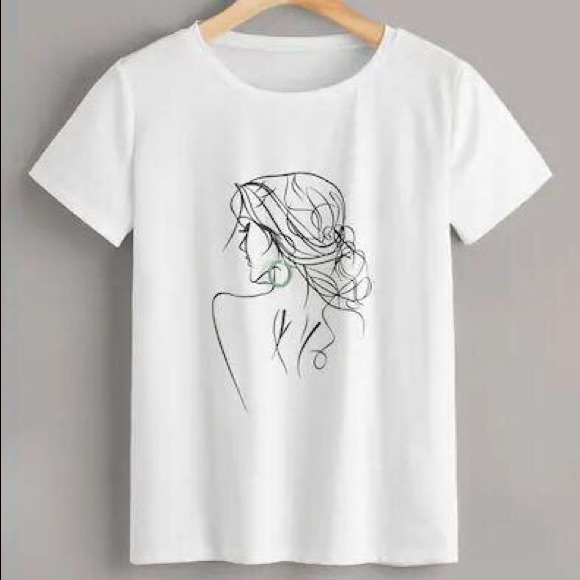Tops - White figure print graphic tee